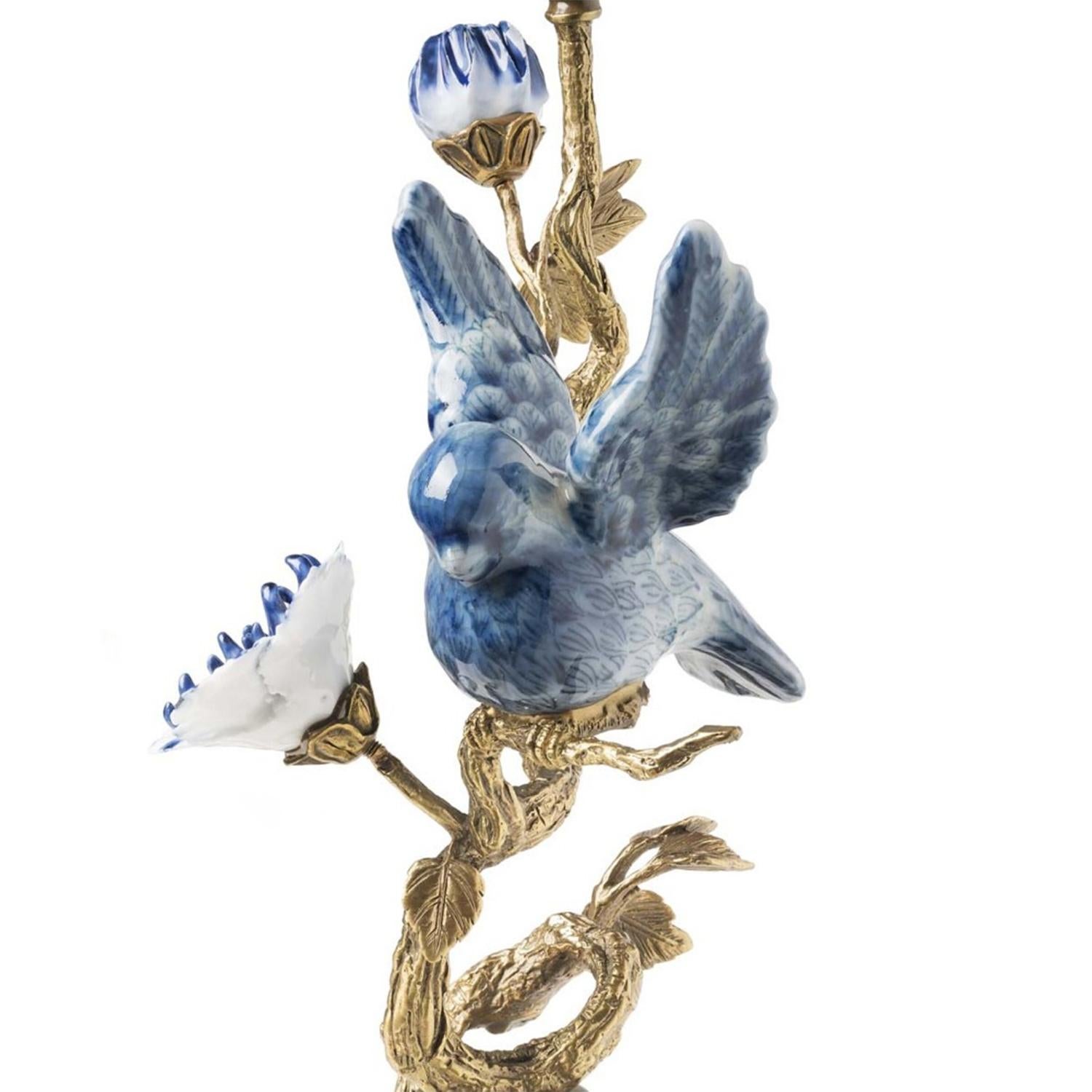 Blaue Vögel 2er Set Kerzenständer (21. Jahrhundert und zeitgenössisch) im Angebot