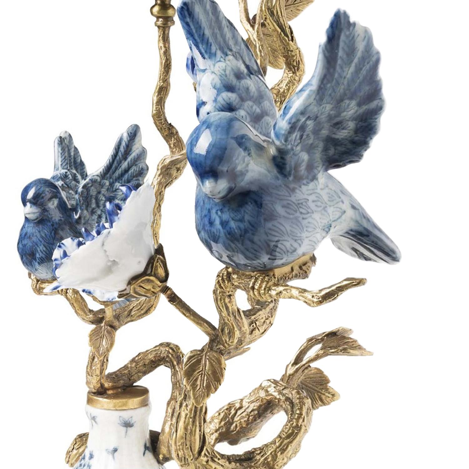 Blaue Vögel 2er Set Kerzenständer im Angebot 1