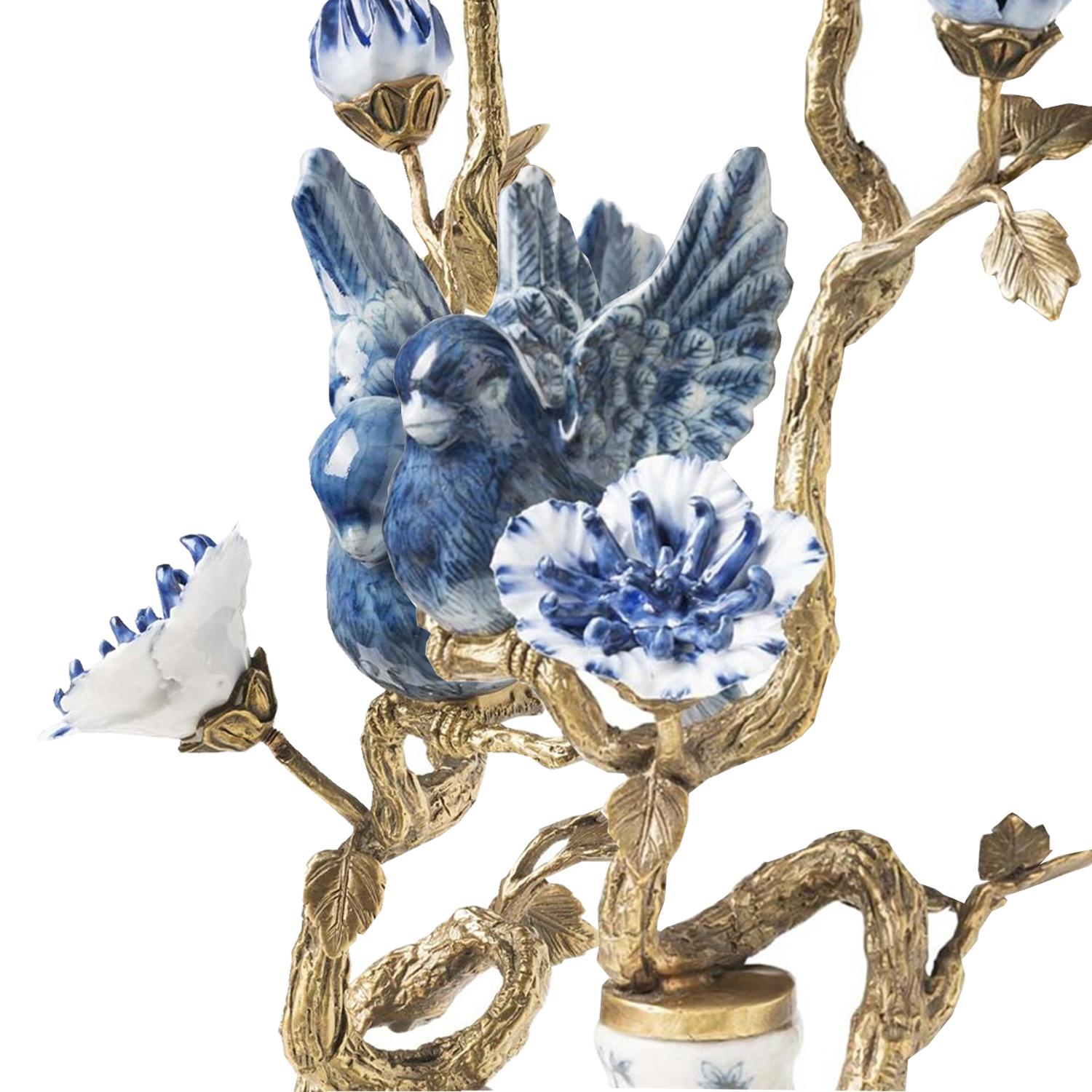 Blaue Vögel 2er Set Kerzenständer im Angebot 2