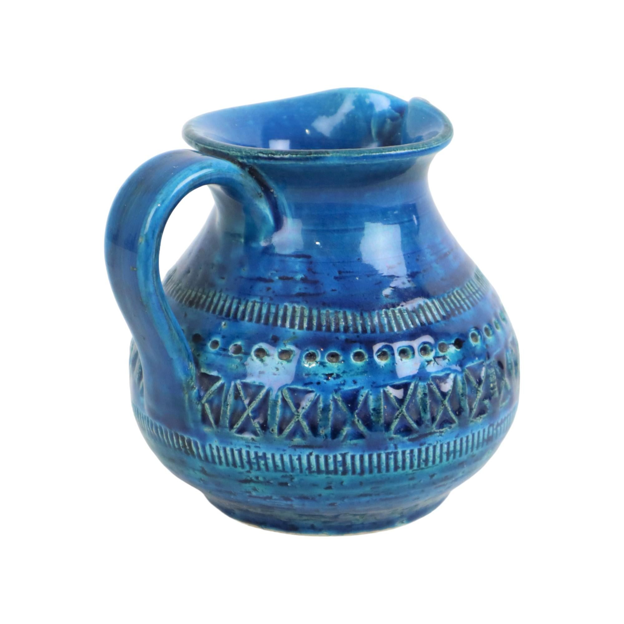 XX secolo Vaso blu Bitossi Vaso a orecchio Rimini blu Aldo Londi Design/One anni '60 in vendita