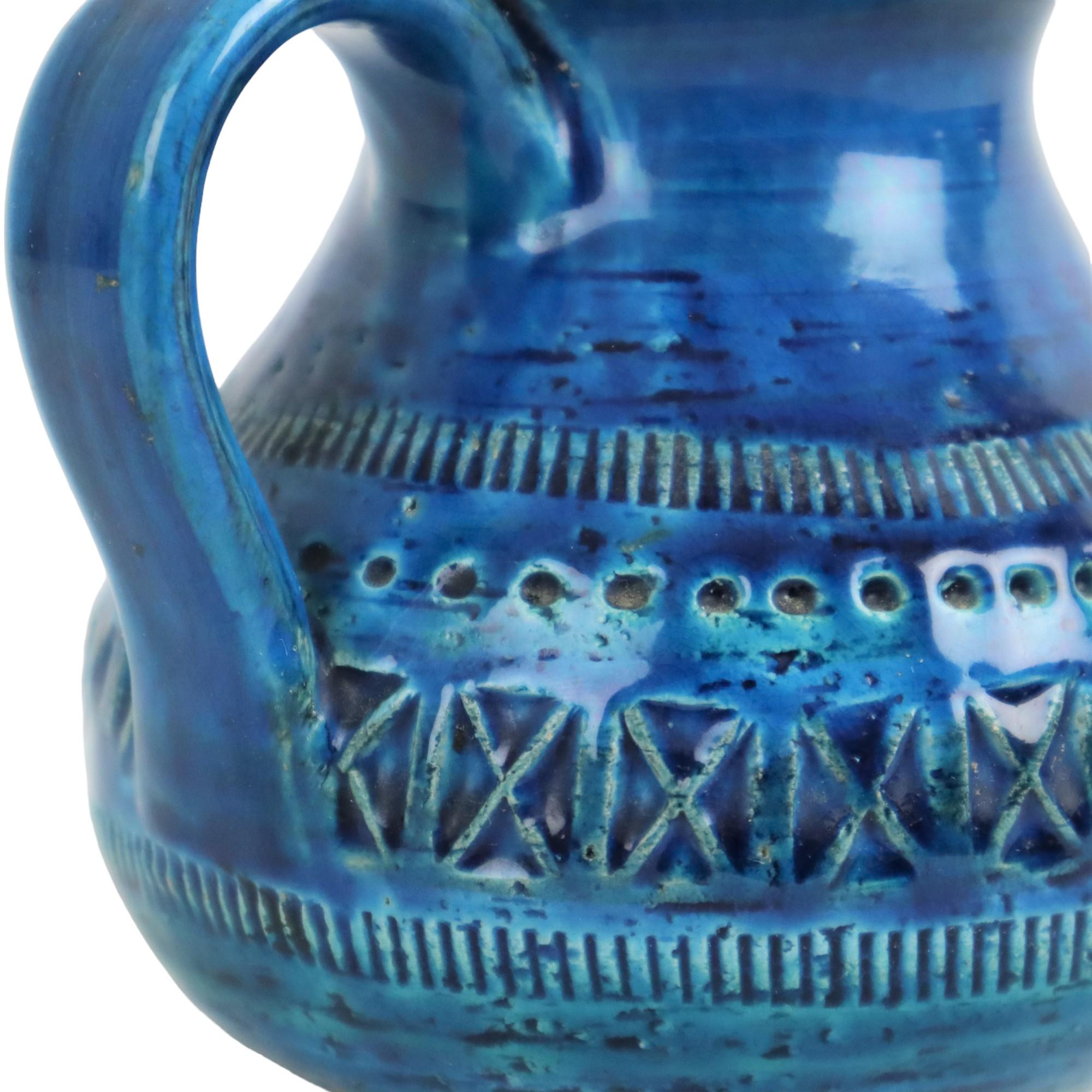 Ceramica Vaso blu Bitossi Vaso a orecchio Rimini blu Aldo Londi Design/One anni '60 in vendita