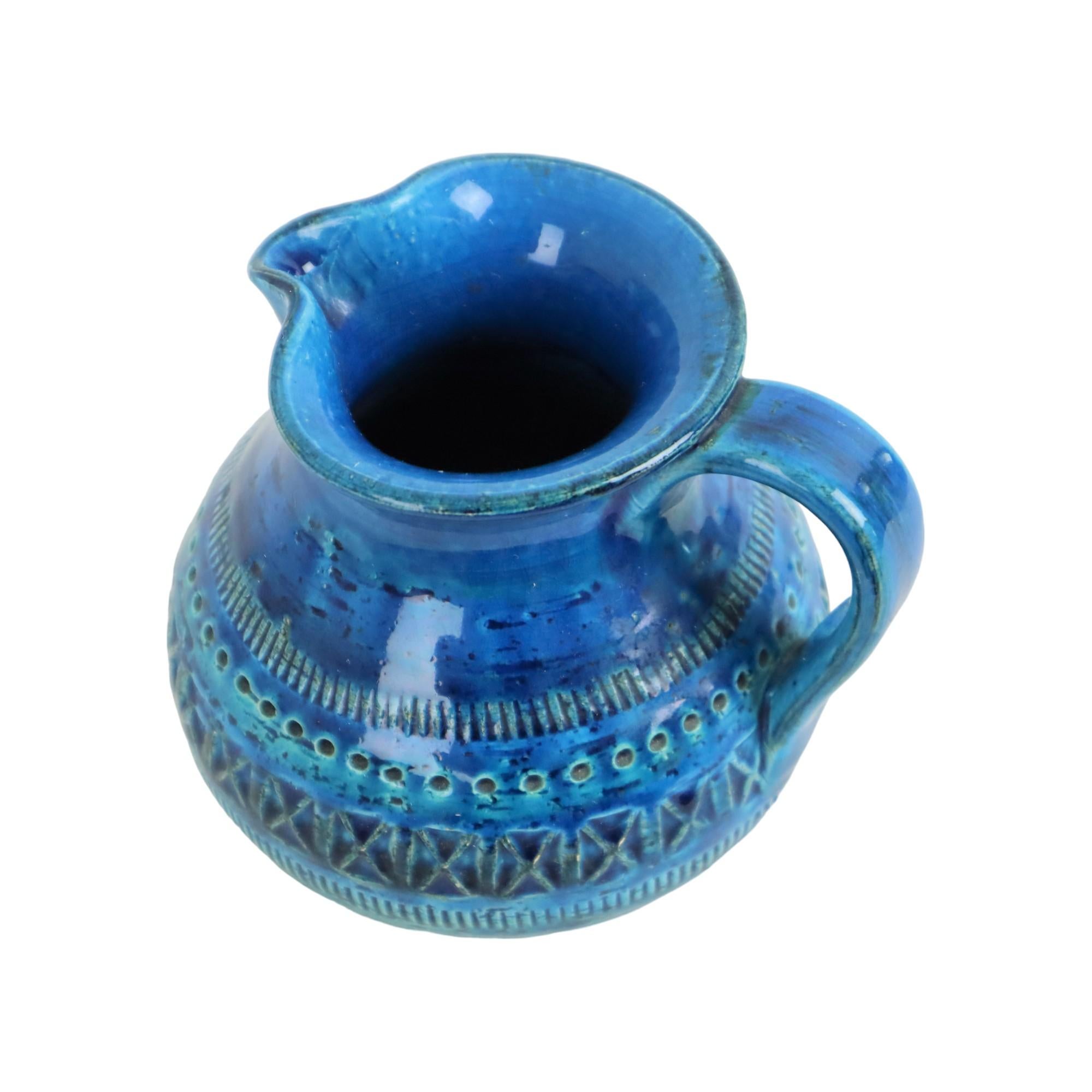 Vaso blu Bitossi Vaso a orecchio Rimini blu Aldo Londi Design/One anni '60 in vendita 1