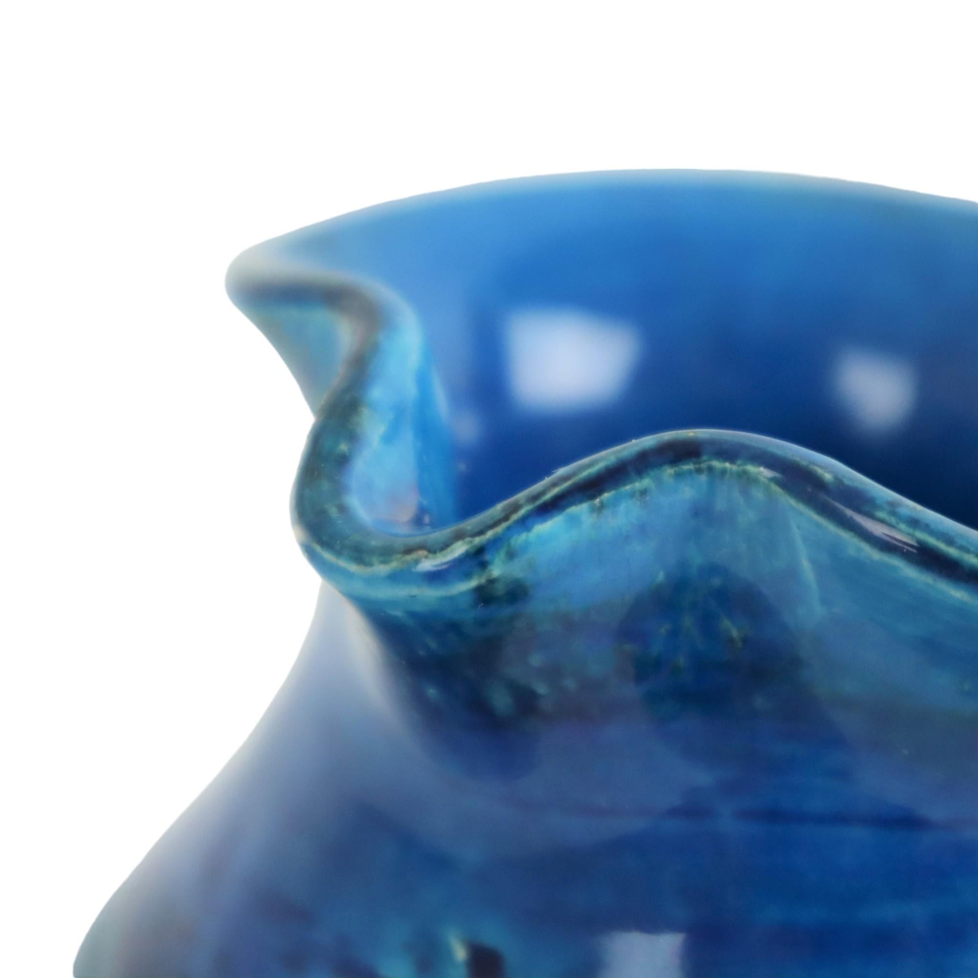 Vaso blu Bitossi Vaso a orecchio Rimini blu Aldo Londi Design/One anni '60 in vendita 3