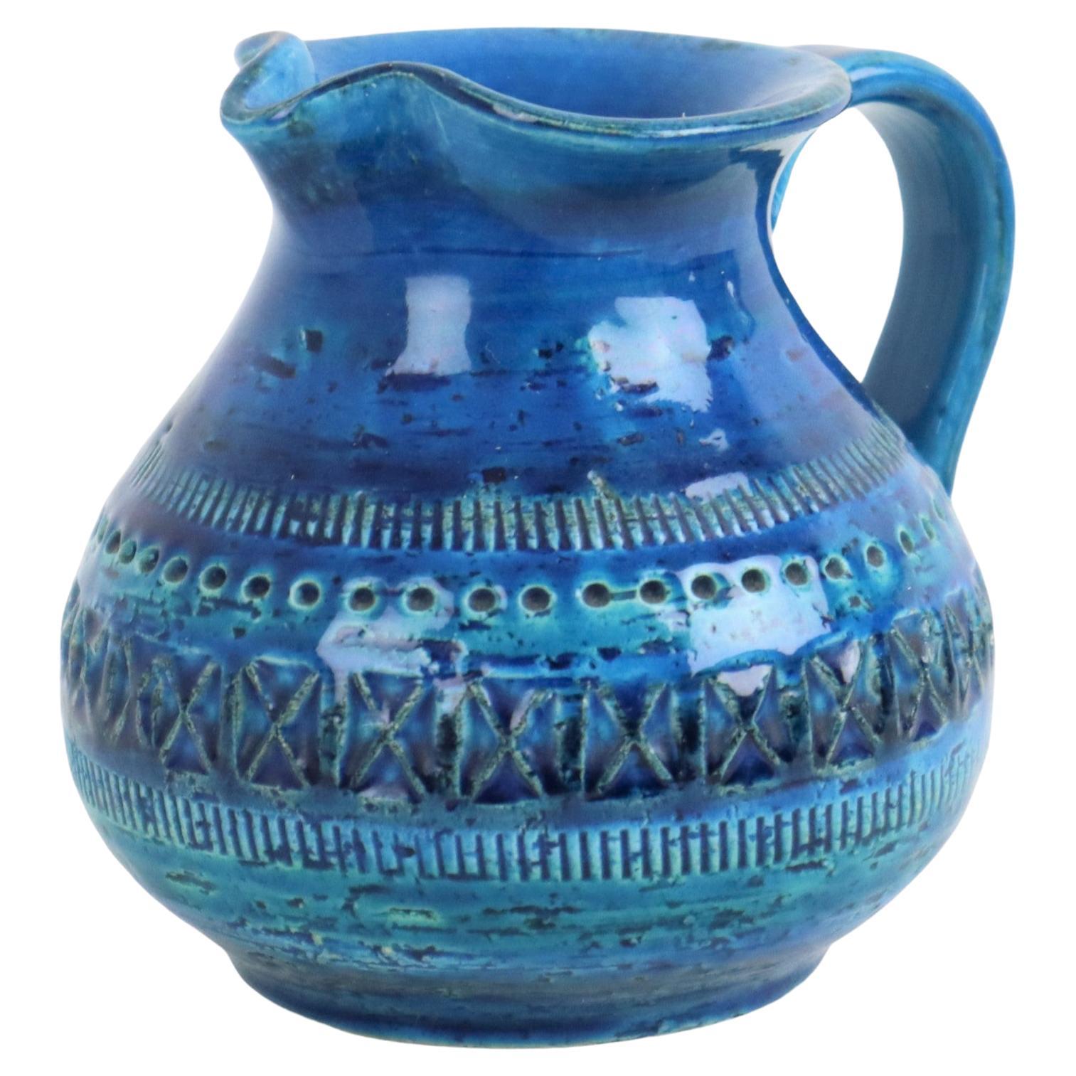 Vase Bleu Bitossi Vase à oreille Rimini Bleu Aldo Londi Design Sixties
