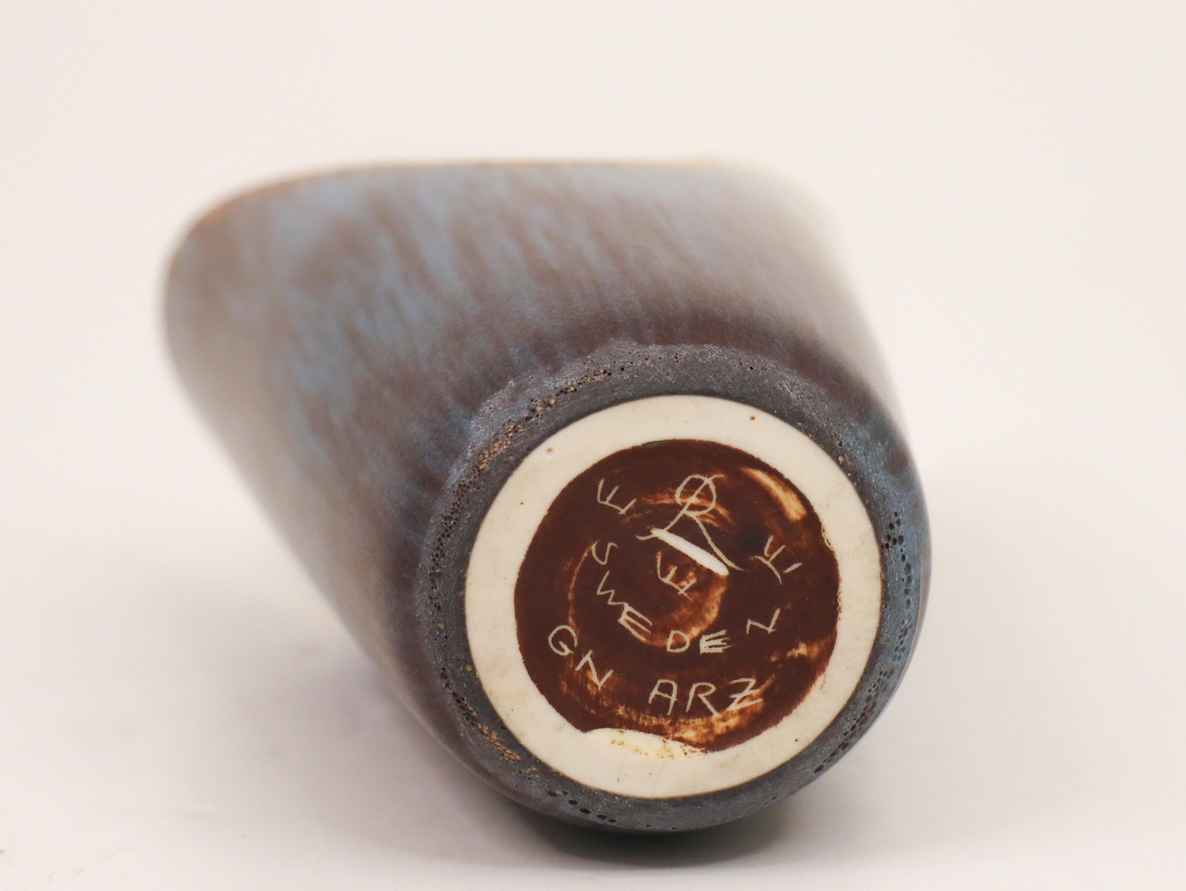 Smaltato Vaso in ceramica blu/nero/marrone - Gunnar Nylund - Rörstrand - Metà del XX secolo in vendita