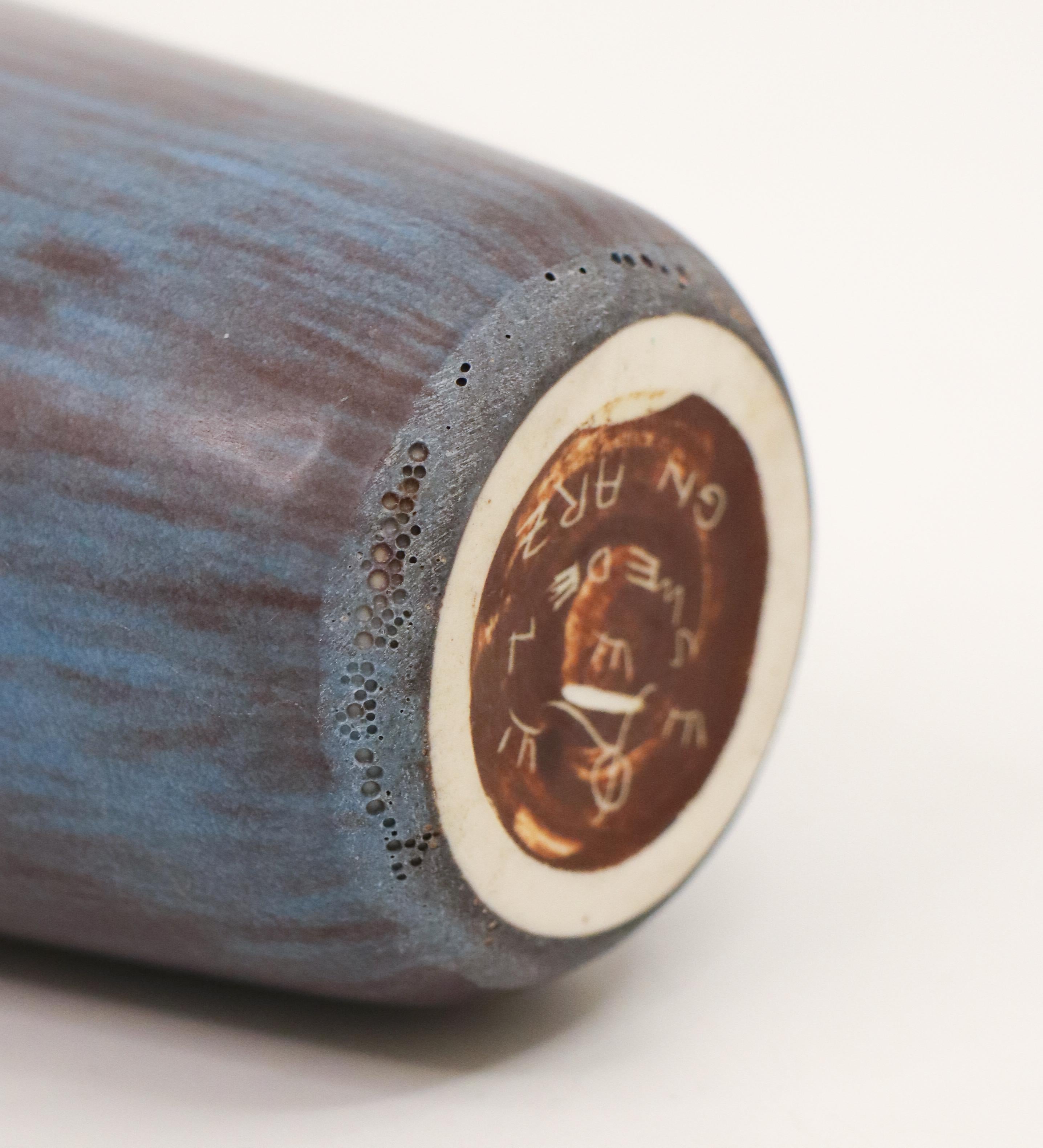 Vaso in ceramica blu/nero/marrone - Gunnar Nylund - Rörstrand - Metà del XX secolo In condizioni buone in vendita a Stockholm, SE