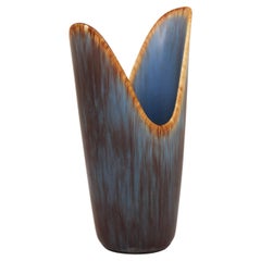 Vase en céramique bleu / noir / Brown - Gunnar Nylund - Rörstrand - Milieu du XXe siècle