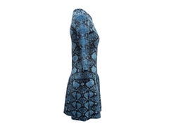 Blue & Black Burberry Snakeskin Intarsia Knit Dress Size US XS