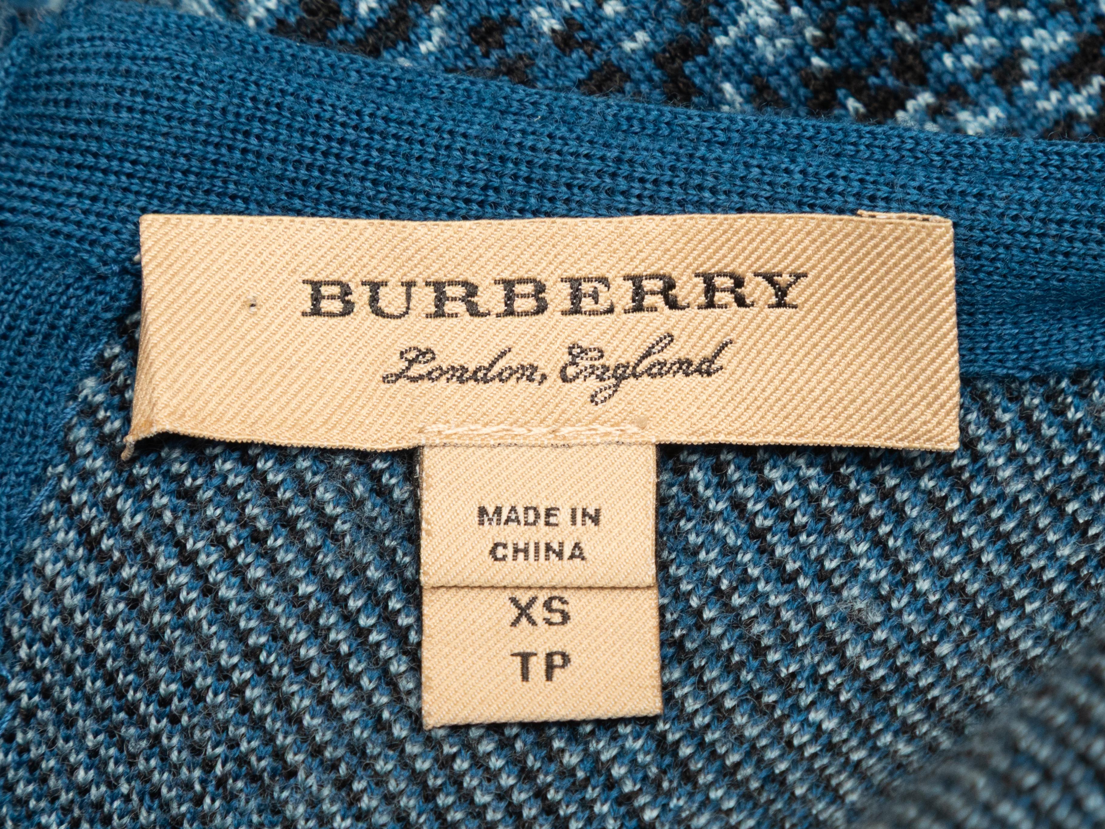 Blau & Schwarz Burberry Schlangenhaut Intarsien-Strickkleid Größe US XS im Angebot 1