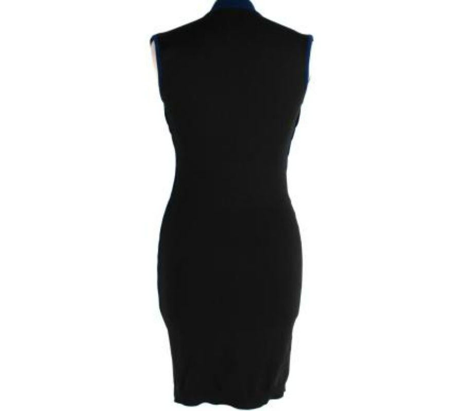 Blue & Black Corded Bodycon Mini Dress In Good Condition For Sale In London, GB