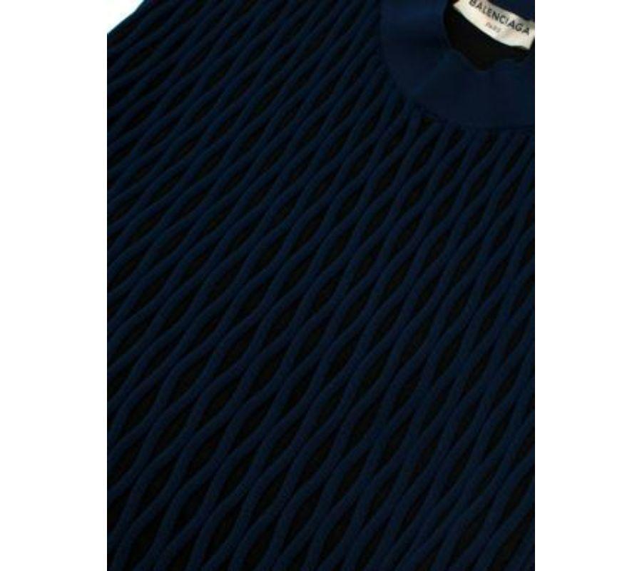 Women's Blue & Black Corded Bodycon Mini Dress For Sale