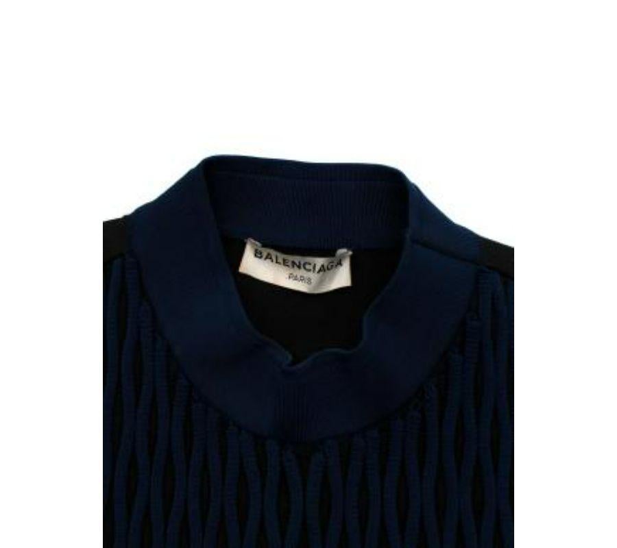 Blue & Black Corded Bodycon Mini Dress For Sale 3