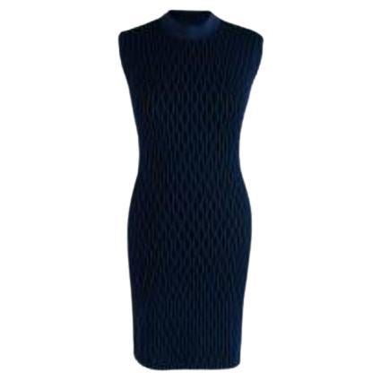 Blue & Black Corded Bodycon Mini Dress For Sale