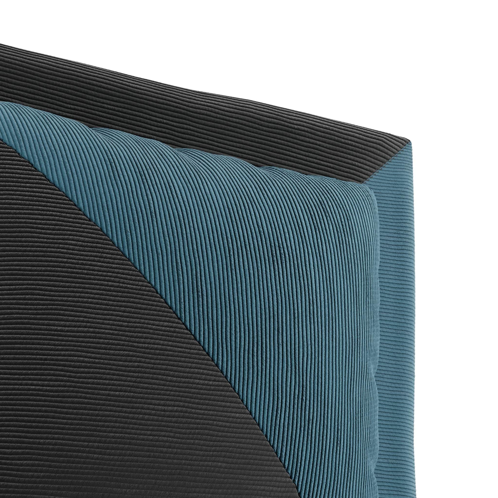 Portuguese Blue/Black Corduroy Decorative Throw Pillow, Luxury Modern Navy Cushion