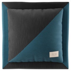 Blue/Black Corduroy Decorative Throw Pillow, Luxury Modern Navy Cushion