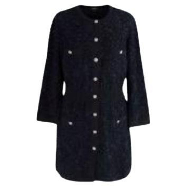 Blue Hand Embroidered Train Knit Longall