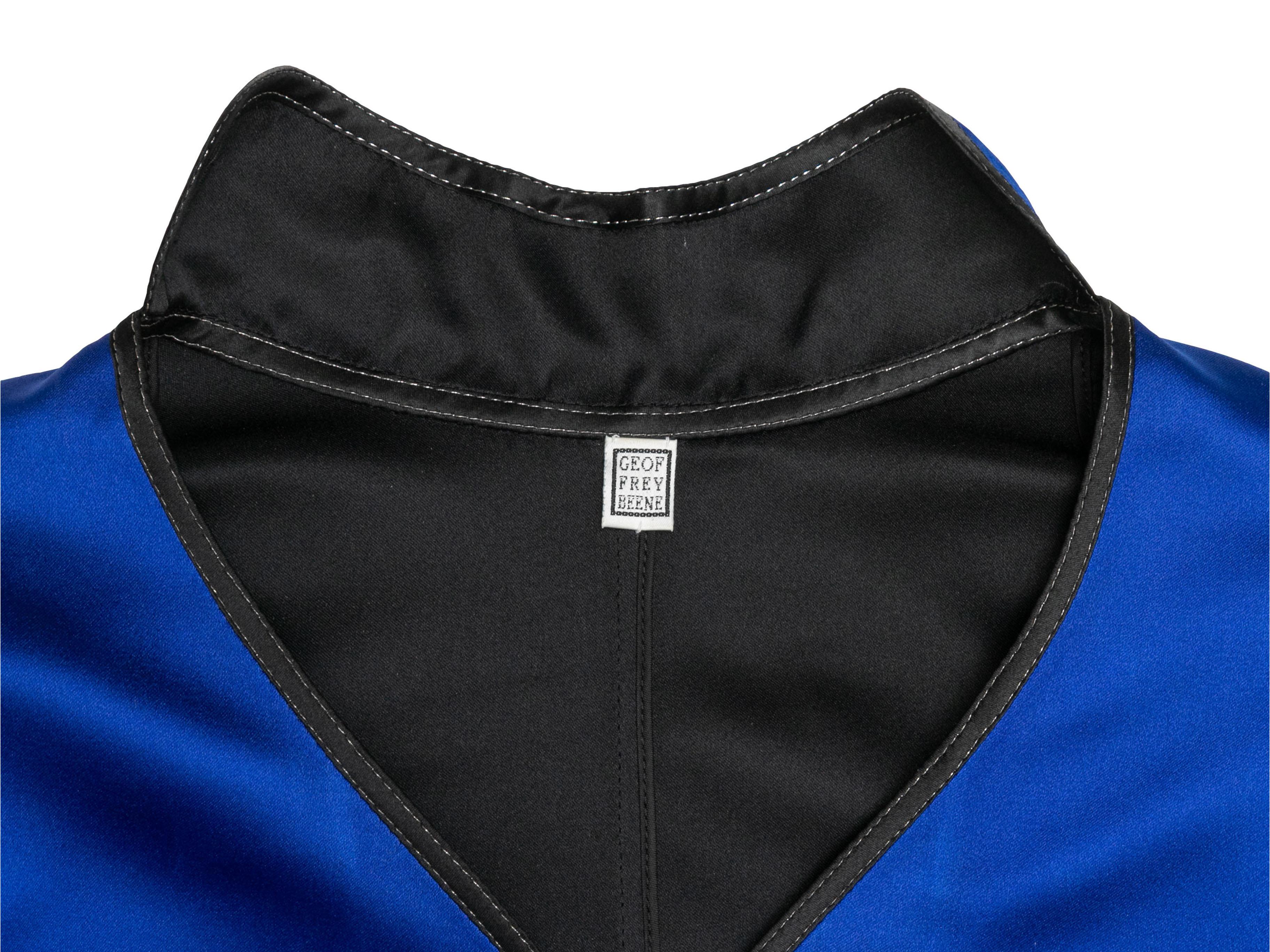Blue & Black Geoffrey Beene Silk Cropped Jacket Size US S For Sale 2
