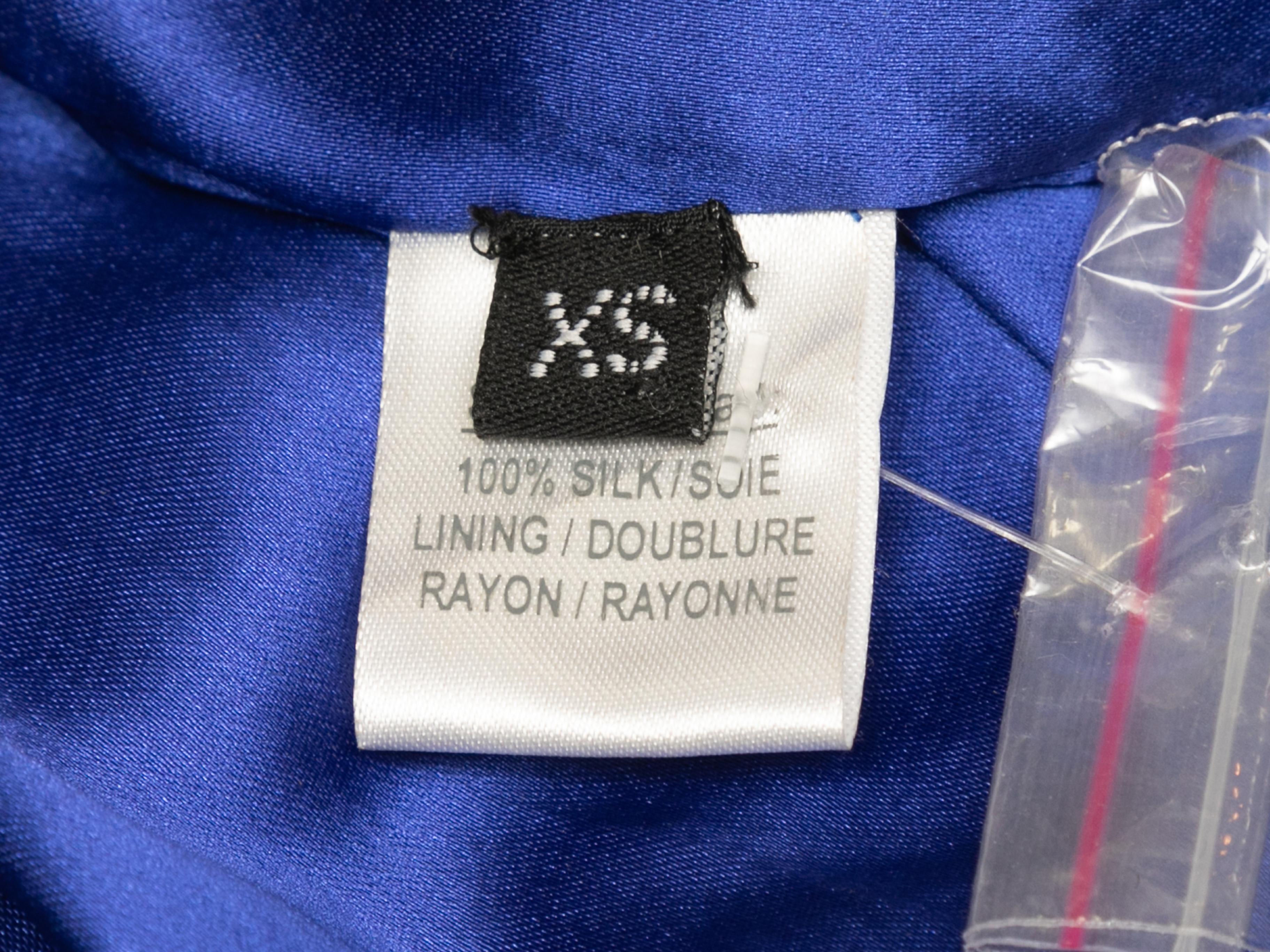 Blue & Black London Luxe Beaded Silk Mini Dress Size US XS For Sale 2