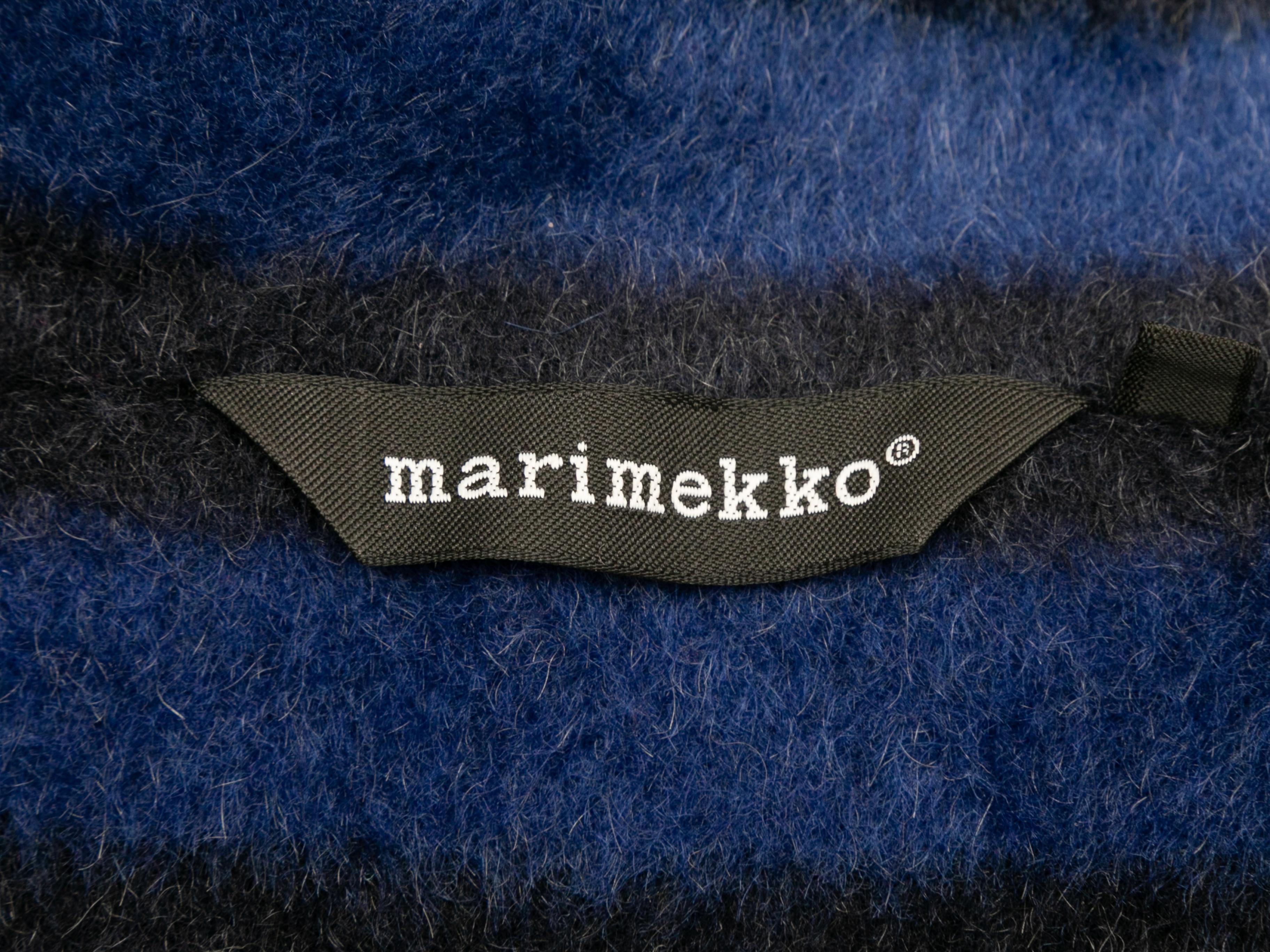 Blue & Black Marimekko Virgin Wool & Mohair Striped Coat Size EU 40 For Sale 1