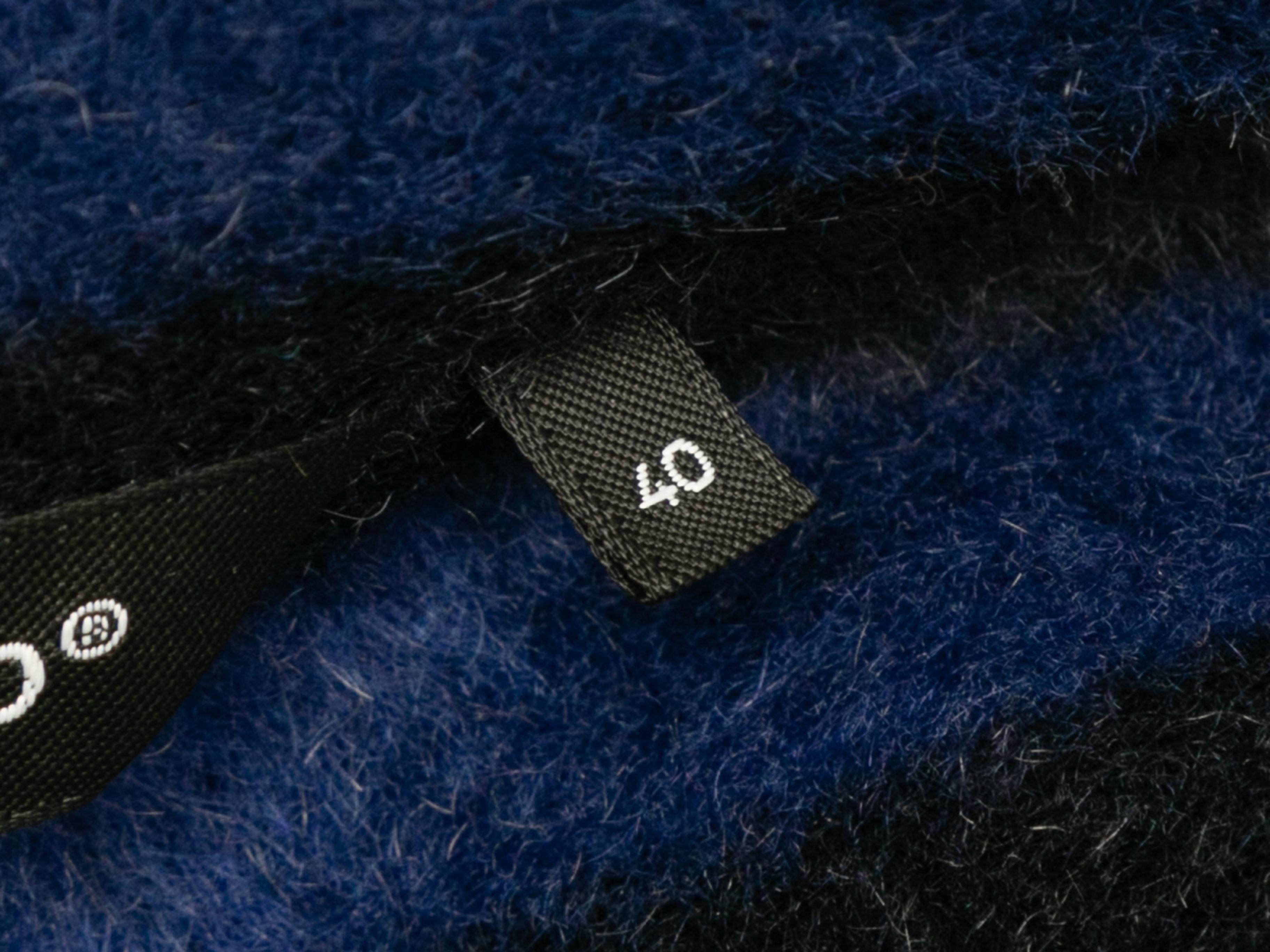 Blue & Black Marimekko Virgin Wool & Mohair Striped Coat Size EU 40 For Sale 2