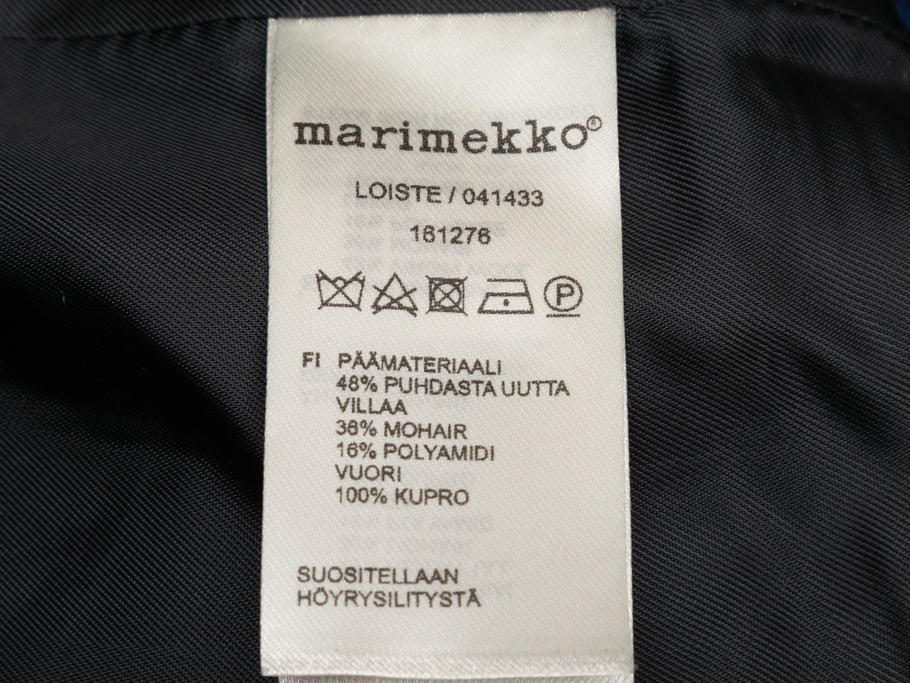 Blue & Black Marimekko Virgin Wool & Mohair Striped Coat Size EU 40 For Sale 4