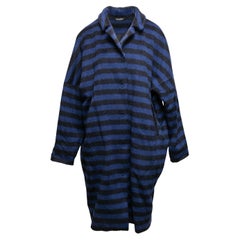 Blue & Black Marimekko Virgin Wool & Mohair Striped Coat Size EU 40