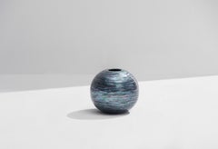 Jarrón objeto de madera de nácar azul negro 02