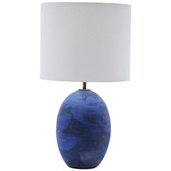 Large Oval Lamp in Dry Blue Matte by Victoria Morris