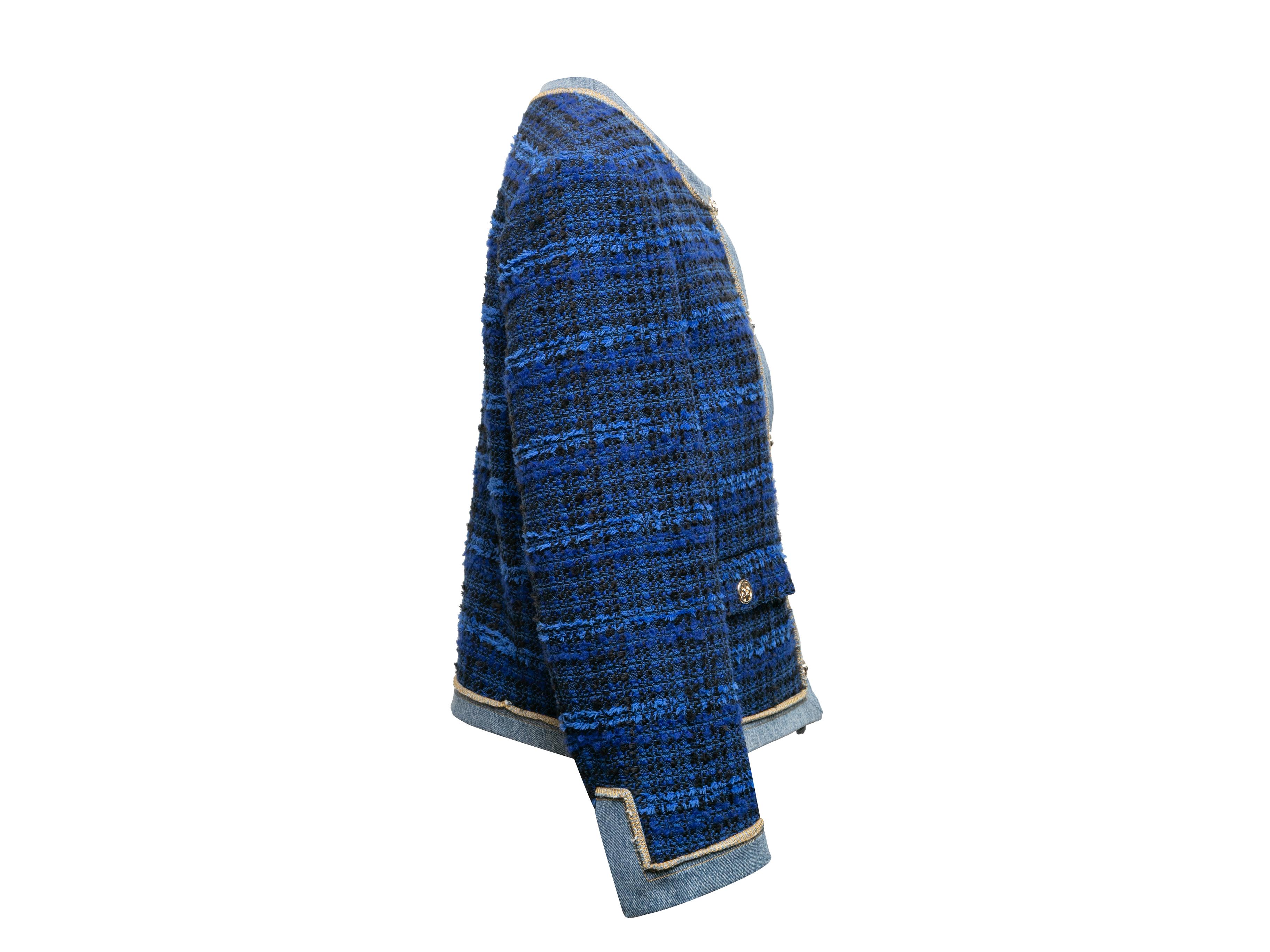 Veste bleue et noire Sandro Tweed bordée de jean Taille EU 42 1