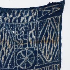 African Bamileke Ndop Indigo Handwoven Cloth Ceremonial Tapestry Wall Art