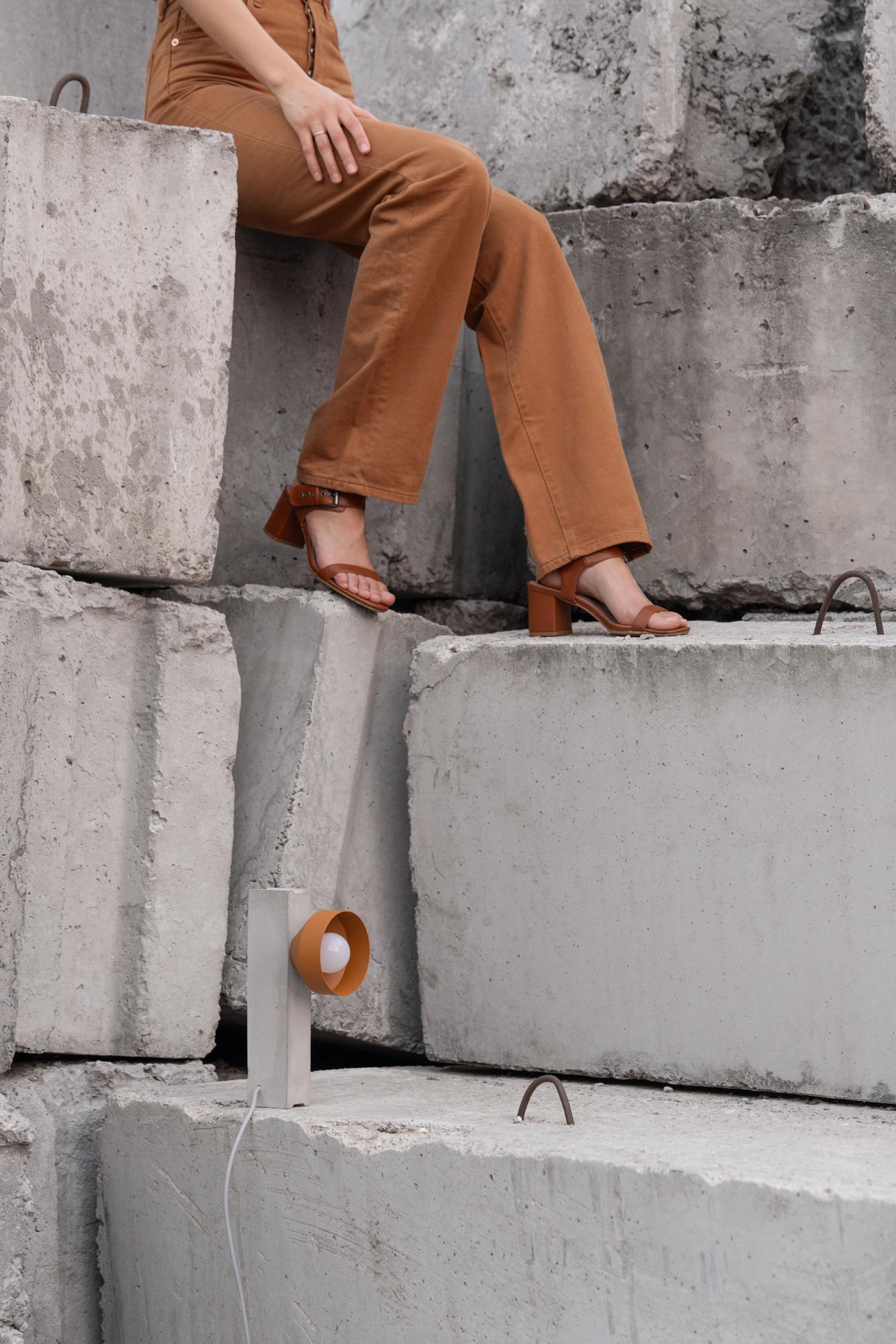 Steel Blue Block Table Lamp by +kouple For Sale