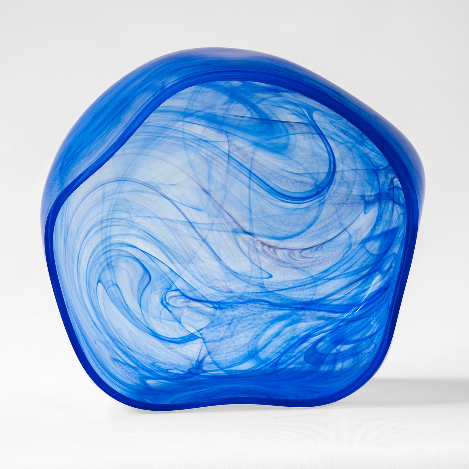 Turkish Blue Blown Glass Bubble Vase