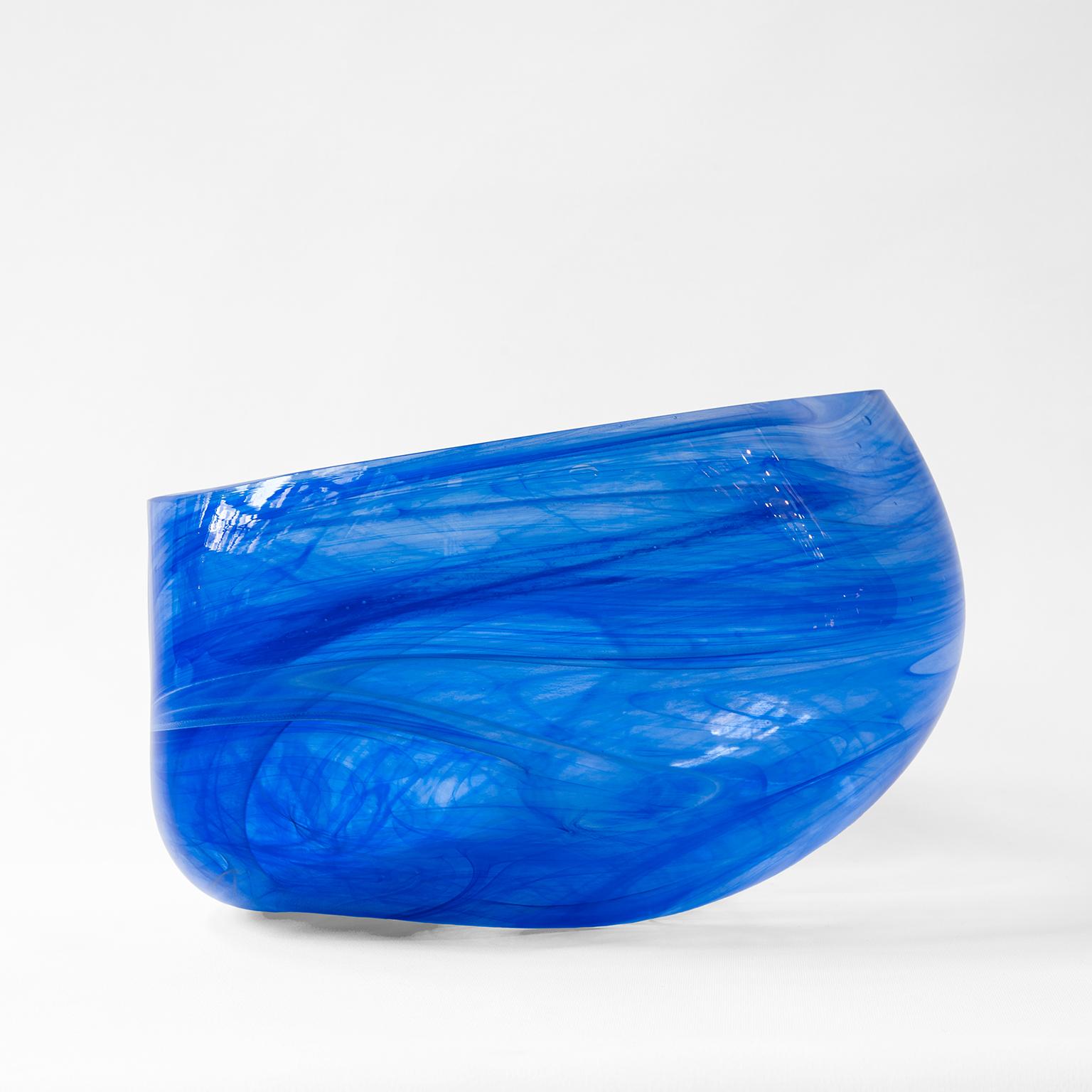Contemporary Blue Blown Glass Bubble Vase