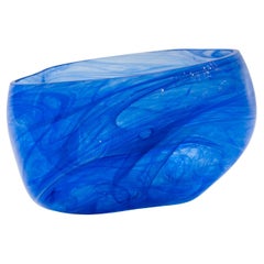 Blue Blown Glass Bubble Vase