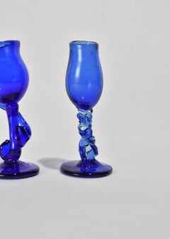 Blue Blown Glass Goblets