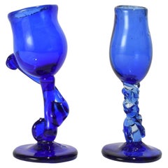 Blue Blown Glass Goblets