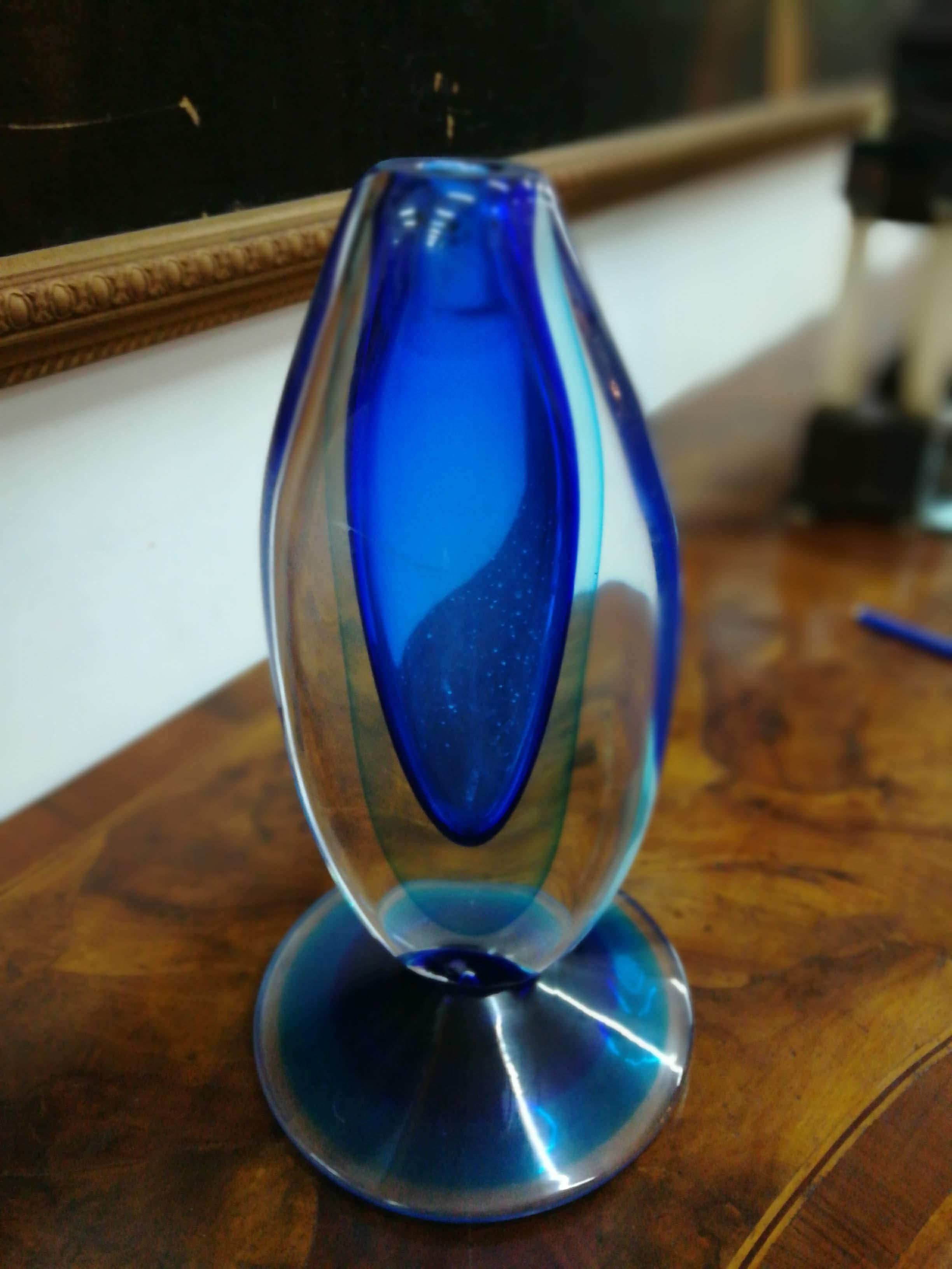 Contemporary Blue Blown Glass Italian Sculpture For Sale