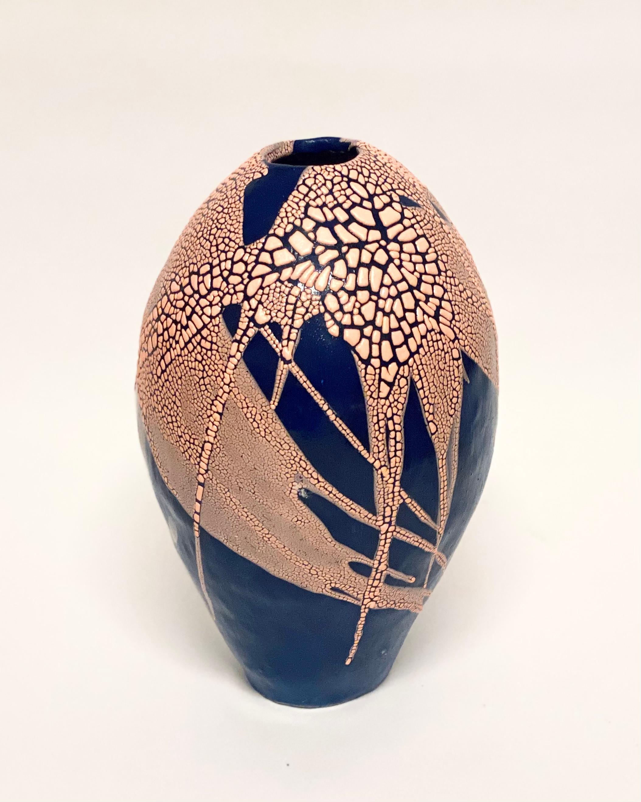 Swedish Blue/Blue Dragon Egg Vase by Astrid Öhman For Sale