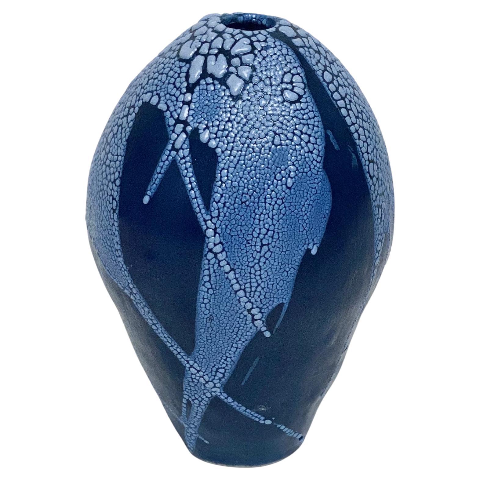 Blue/Blue Dragon Egg Vase by Astrid Öhman For Sale