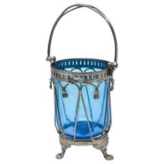 Bougie votive en verre bleu Boho