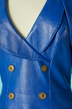 Blue boléro and sleeveless dress ensemble Michael Hoban North Beach Leather