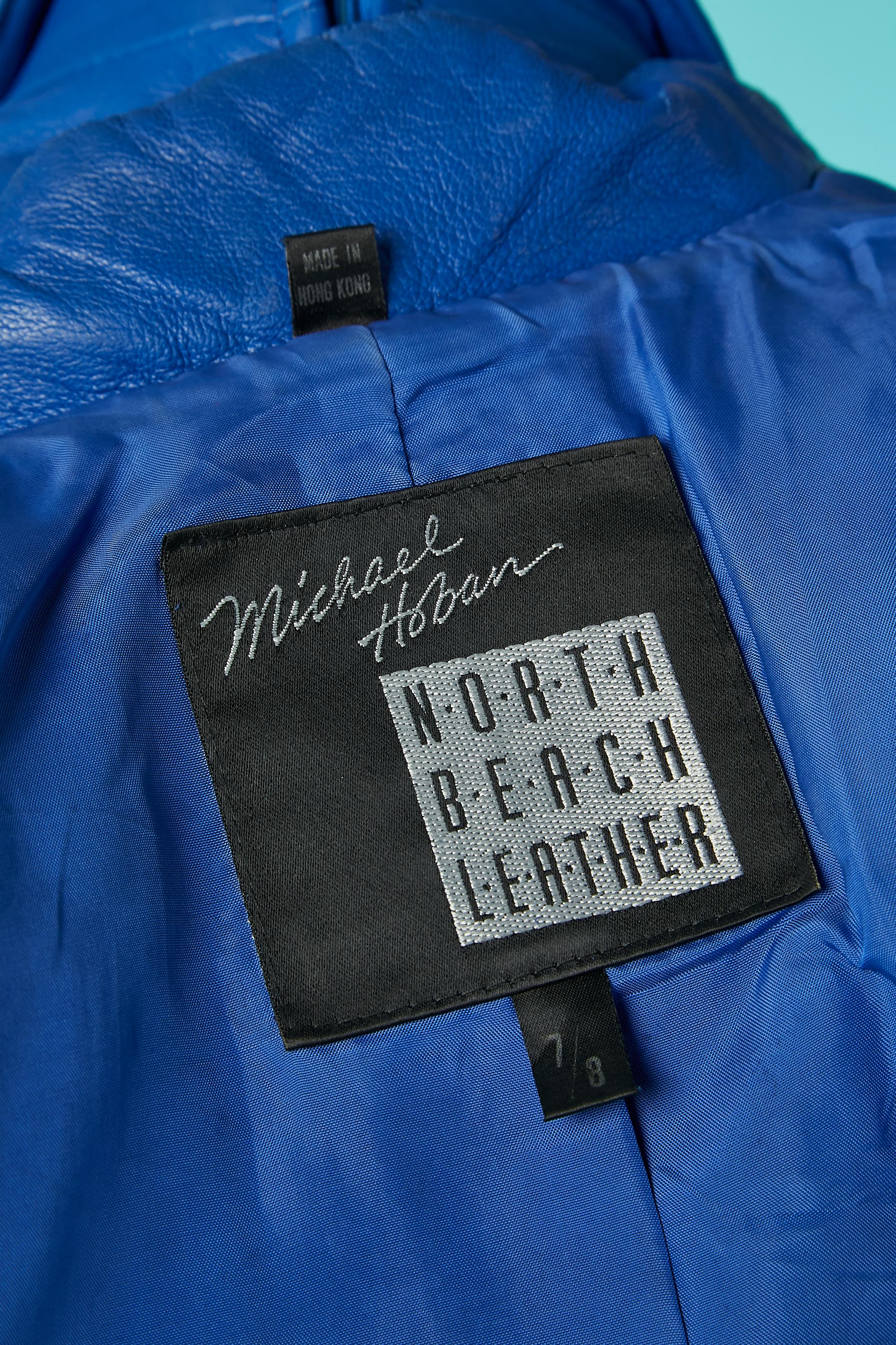 Blue boléro and sleeveless dress ensemble Michael Hoban North Beach Leather  For Sale 2
