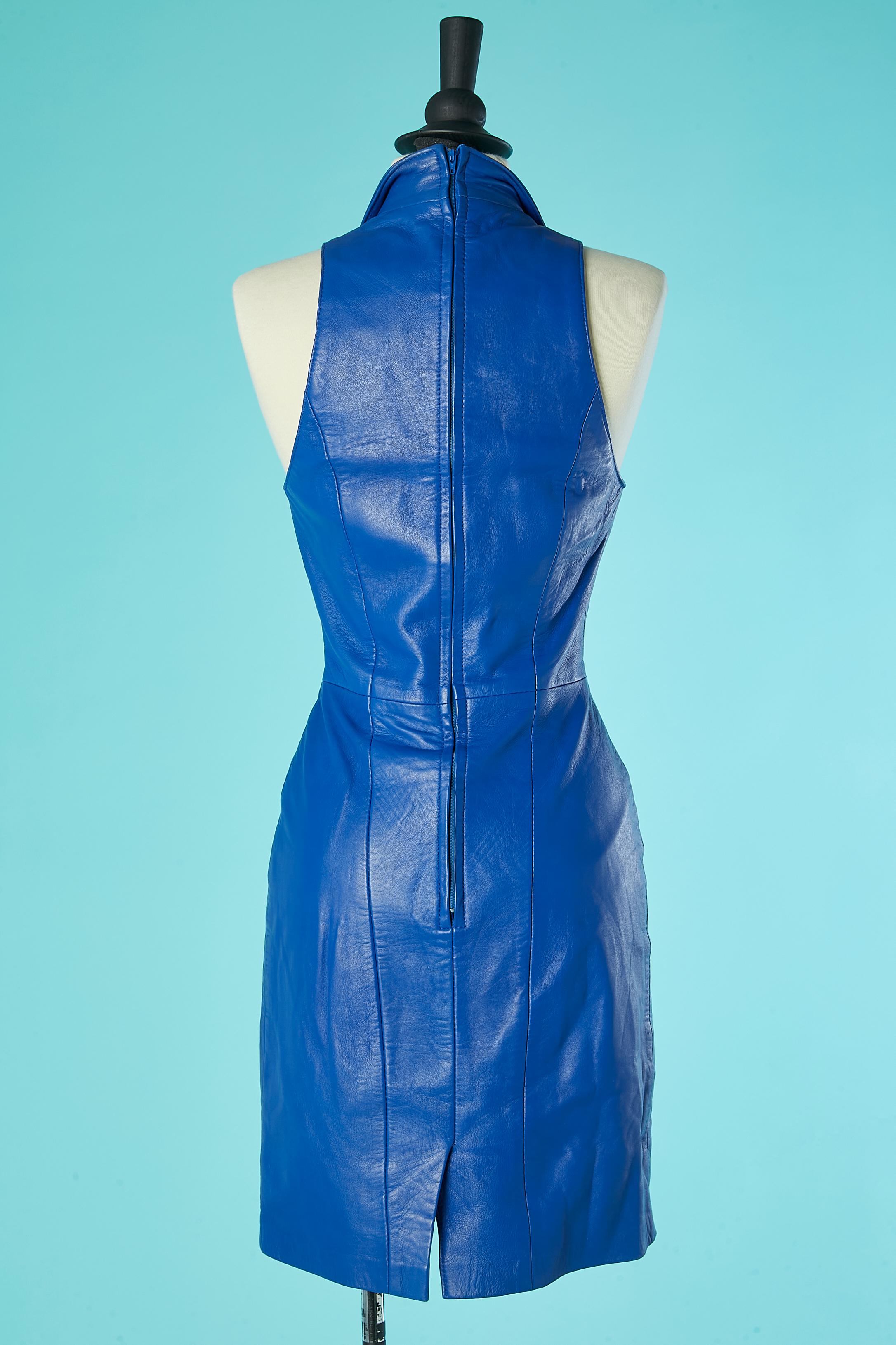 Blue boléro and sleeveless dress ensemble Michael Hoban North Beach Leather  For Sale 3