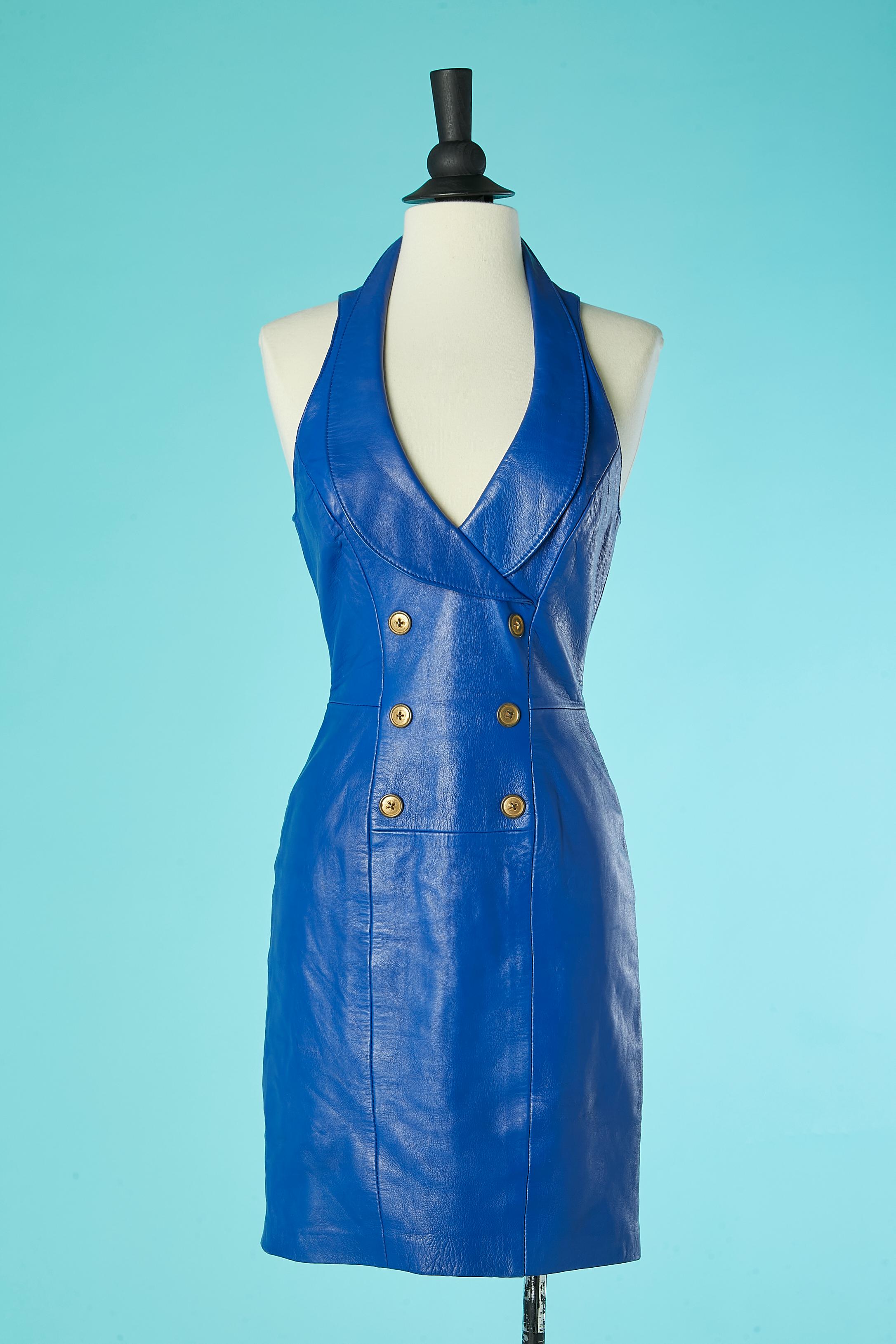 Blue boléro and sleeveless dress ensemble Michael Hoban North Beach Leather  For Sale 5