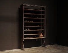 Antique 17th Century Finnish Bookcase, Hand-Carved Wood, Eight Shelves