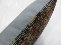 Zabihi Collection Blue Border Tabriz Rug Pillow