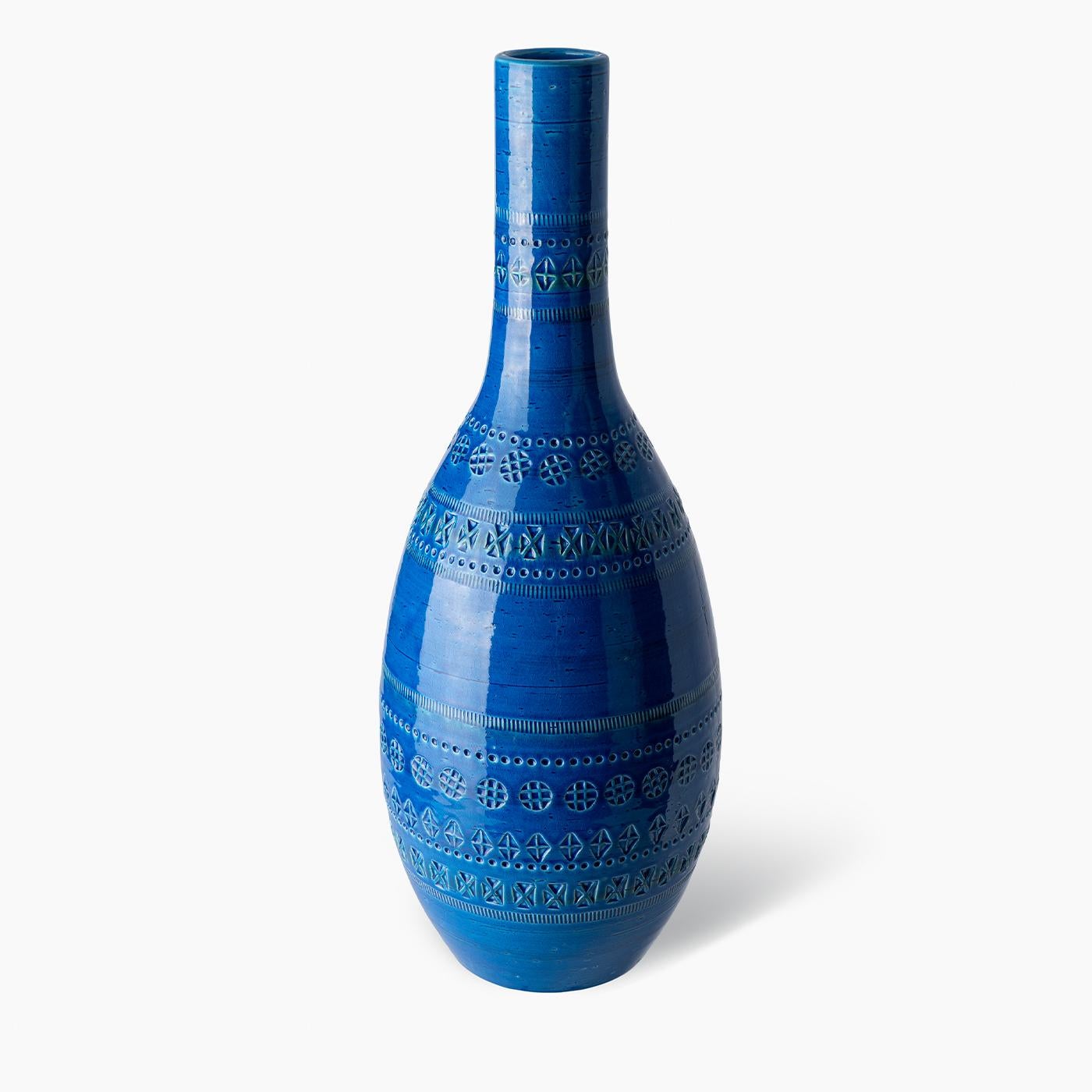 Blue bottle Vase by Aldo Londi in vendita 5