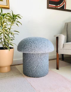 Blue Boucle Mushroom Ottoman