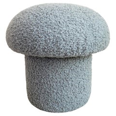 Blue Boucle Mushroom Ottoman