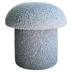 Blue Boucle Mushroom Ottoman